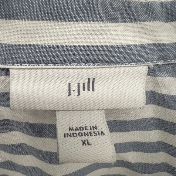 J Jill Striped Button Up Shirt Size XL White Blue Coastal Grandma Beachy Top - Picture 3 of 10